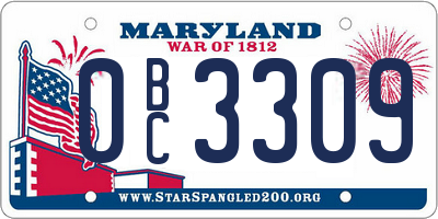 MD license plate 0BC3309