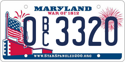 MD license plate 0BC3320