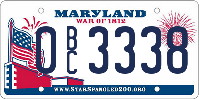 MD license plate 0BC3338