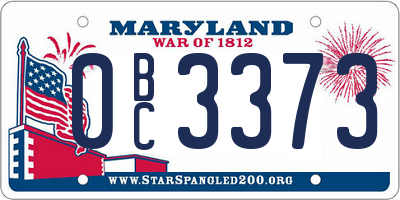 MD license plate 0BC3373
