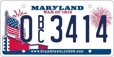MD license plate 0BC3414