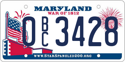 MD license plate 0BC3428