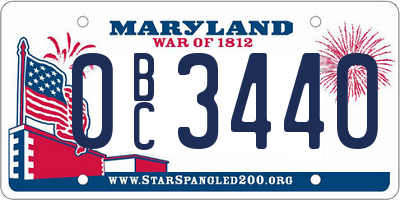 MD license plate 0BC3440