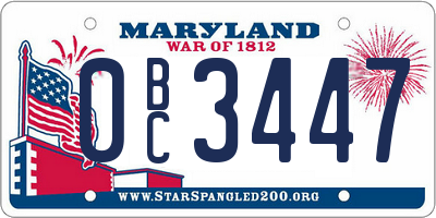 MD license plate 0BC3447