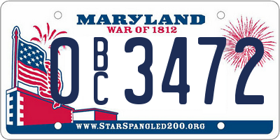 MD license plate 0BC3472