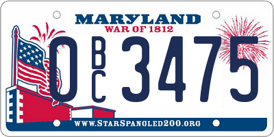 MD license plate 0BC3475