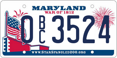 MD license plate 0BC3524