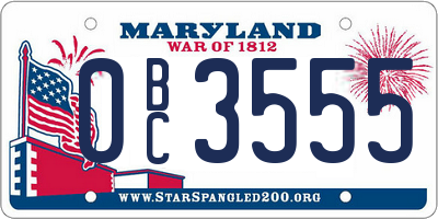 MD license plate 0BC3555