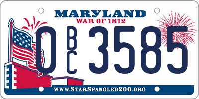 MD license plate 0BC3585