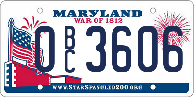 MD license plate 0BC3606