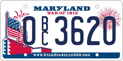 MD license plate 0BC3620