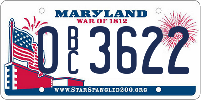 MD license plate 0BC3622