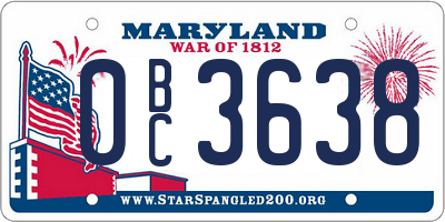 MD license plate 0BC3638