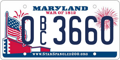 MD license plate 0BC3660