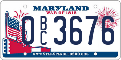 MD license plate 0BC3676