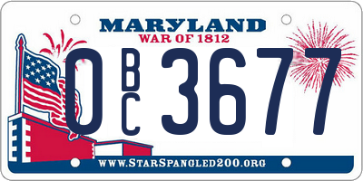 MD license plate 0BC3677