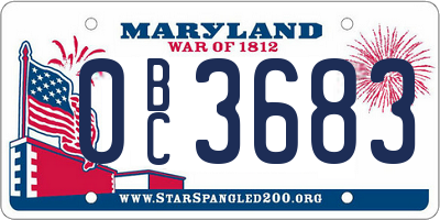 MD license plate 0BC3683