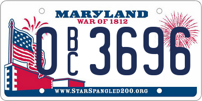 MD license plate 0BC3696