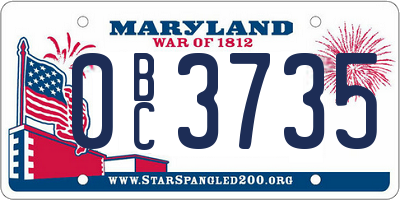 MD license plate 0BC3735