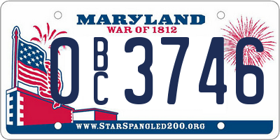 MD license plate 0BC3746