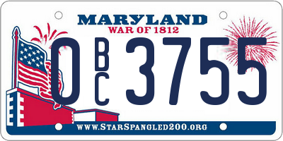 MD license plate 0BC3755