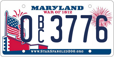 MD license plate 0BC3776