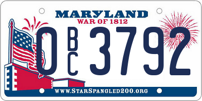 MD license plate 0BC3792