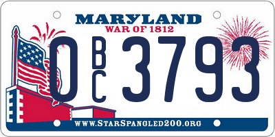 MD license plate 0BC3793
