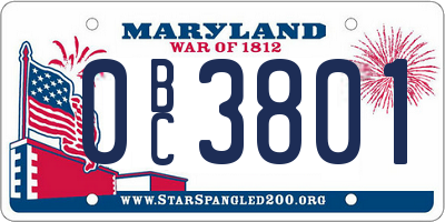 MD license plate 0BC3801