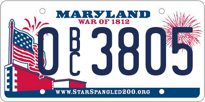 MD license plate 0BC3805