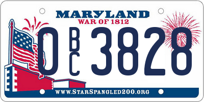 MD license plate 0BC3828
