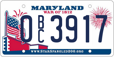 MD license plate 0BC3917
