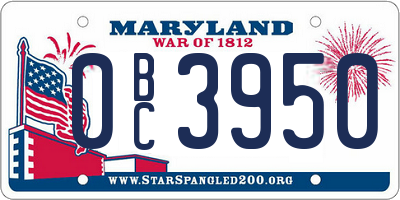 MD license plate 0BC3950