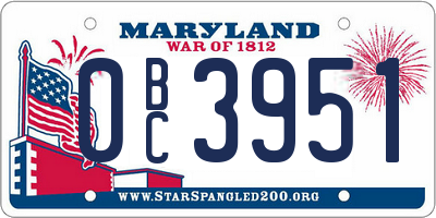 MD license plate 0BC3951
