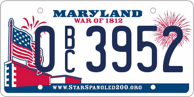 MD license plate 0BC3952