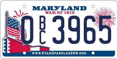 MD license plate 0BC3965