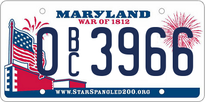 MD license plate 0BC3966