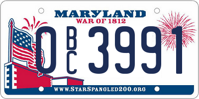 MD license plate 0BC3991