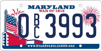 MD license plate 0BC3993