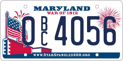 MD license plate 0BC4056