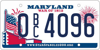 MD license plate 0BC4096