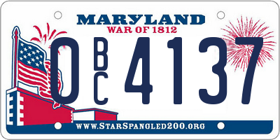 MD license plate 0BC4137