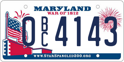MD license plate 0BC4143