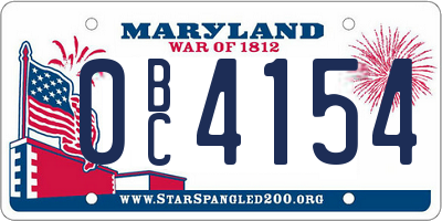 MD license plate 0BC4154