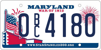 MD license plate 0BC4180