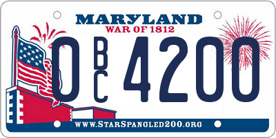MD license plate 0BC4200