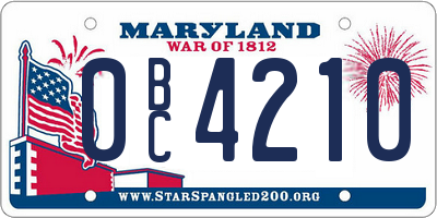 MD license plate 0BC4210
