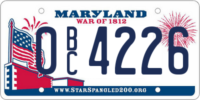 MD license plate 0BC4226