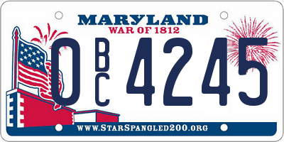 MD license plate 0BC4245