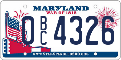 MD license plate 0BC4326